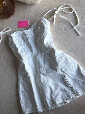 Amanda Uprichard White Denim Mini Dress/Romper